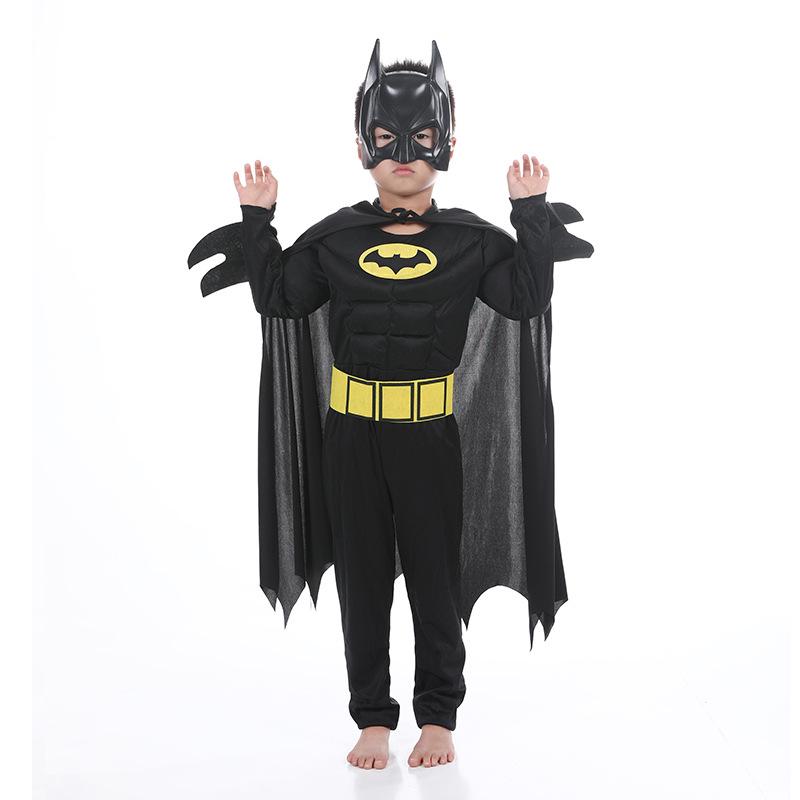 Kids' Batman Vampire Muscle Costume for Halloween Parties - Luminous Black Bat Design for Stage Performances