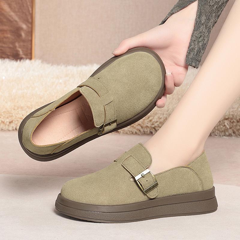 Fashion AIYUQI Women's Loafers 2025 Spring New Flat Slip-on Ladies Shoes Platform Suede Genuine Leather Women's Shoes