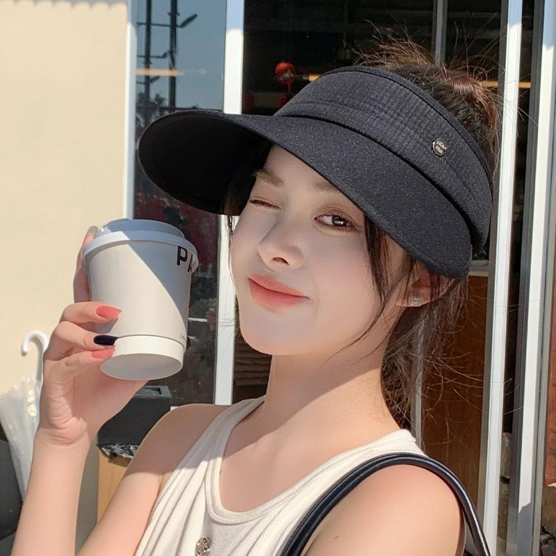 Empty top hat, summer outdoor breathable anti-ultraviolet hat, men's big brim, small face, sun protection, sunshade, women's sports without traces