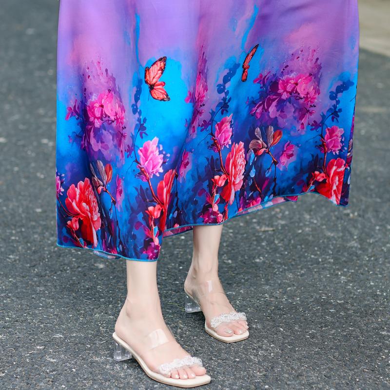 Damen Sommerkleid Vintage Kleidung Lässig Ärmellos Lange Kleider