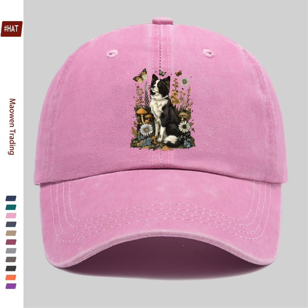 Baseballkappe mit Tier-, Pflanzen-, Blumen-, Insekten-, Schmetterlings- und gutaussehendem Hundedruck, lässiger Stil, Sonnenhut, bequem und Li