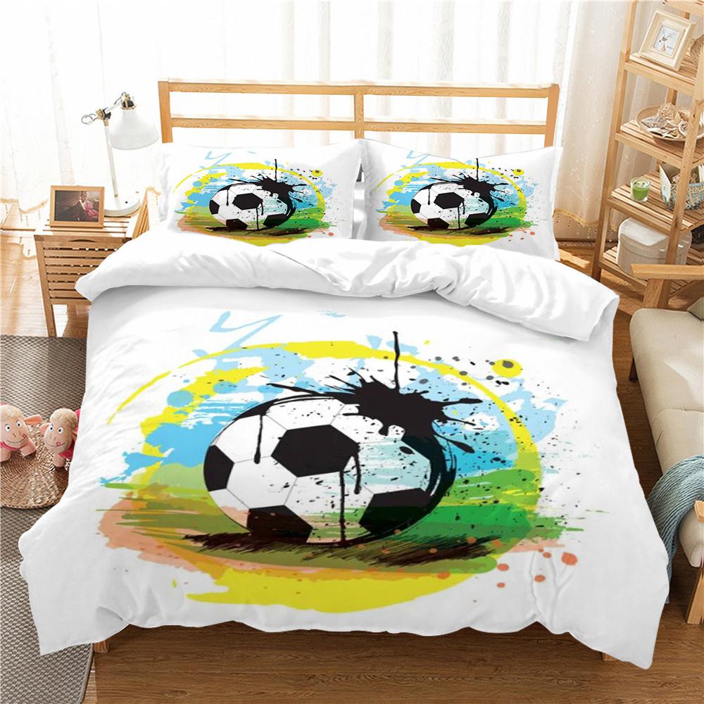 3D Soccer Print Bed Suit Bedding Quilt Cover Home Bedclothes Kids Gift Microfiber Comforter Breathable Duvet Cover