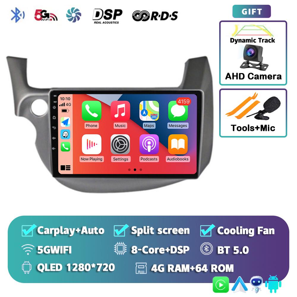 Android 14 Carplay Auto For HONDA FIT JAZZ 2007 - 2011 2012 2013 Car Radio Multimedia Player Video GPS Stereo WIFI+4G 2 Din DSP