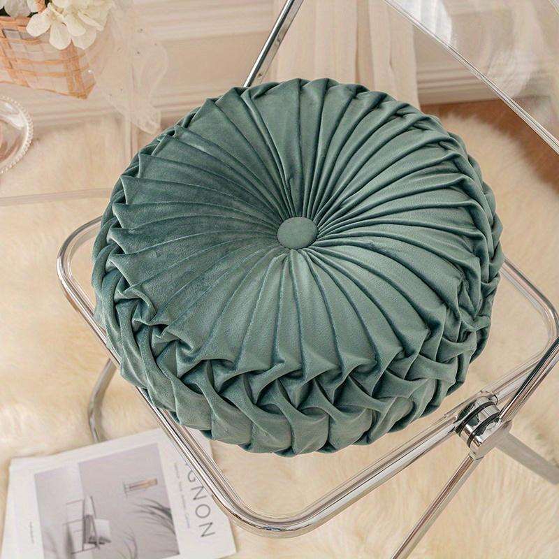 1 Piece Pumpkin-shaped Pillow, Pure Color Velvet Pillow, Suitable for Living Room, Circular Shape, Indoor Window Cushion