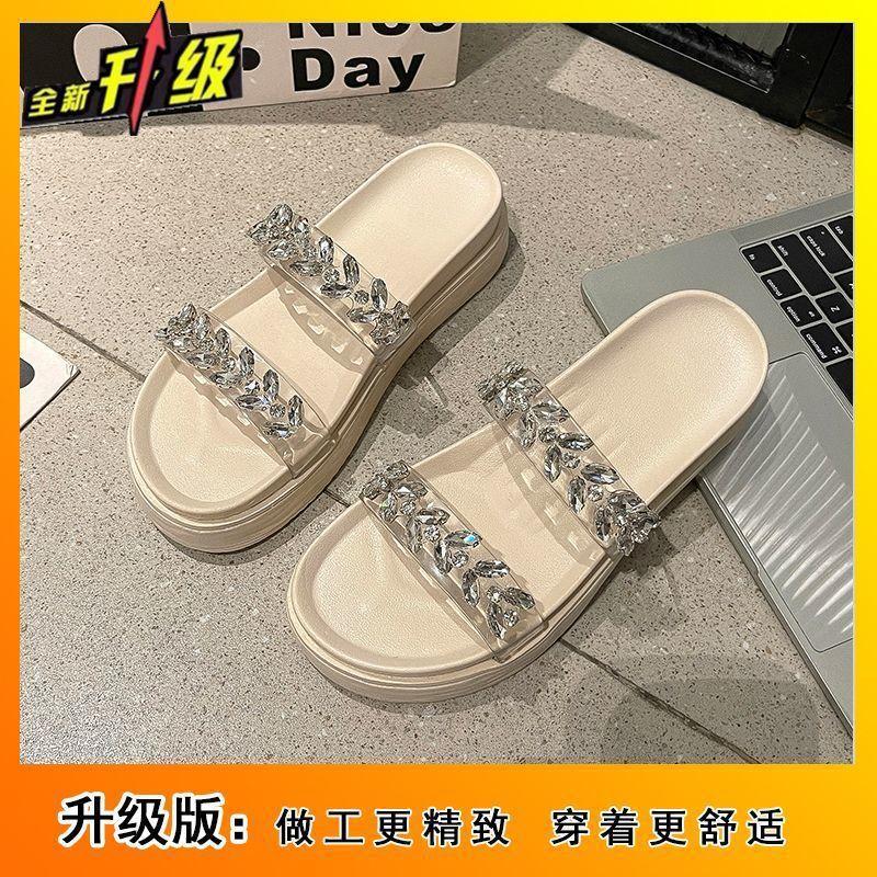 Rhinestone Transparent Belt, One-word Cool Slippers, Fairy Shoes, Wear the New Summer of 2025, Cool Slippers for Stepping On Shit