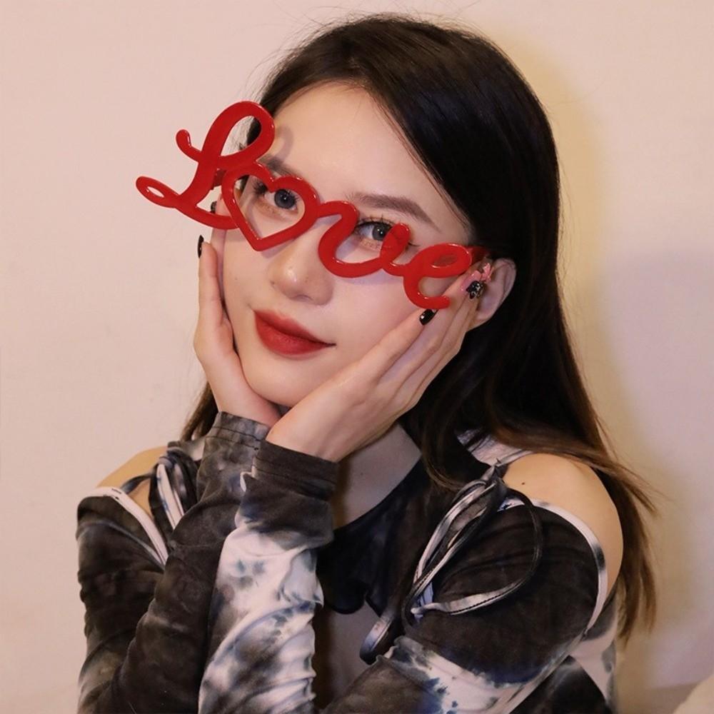 Party Valentine's Day Decorative Glasses Creative Red Love Glasses Love Shaped Glasses  Masquerade