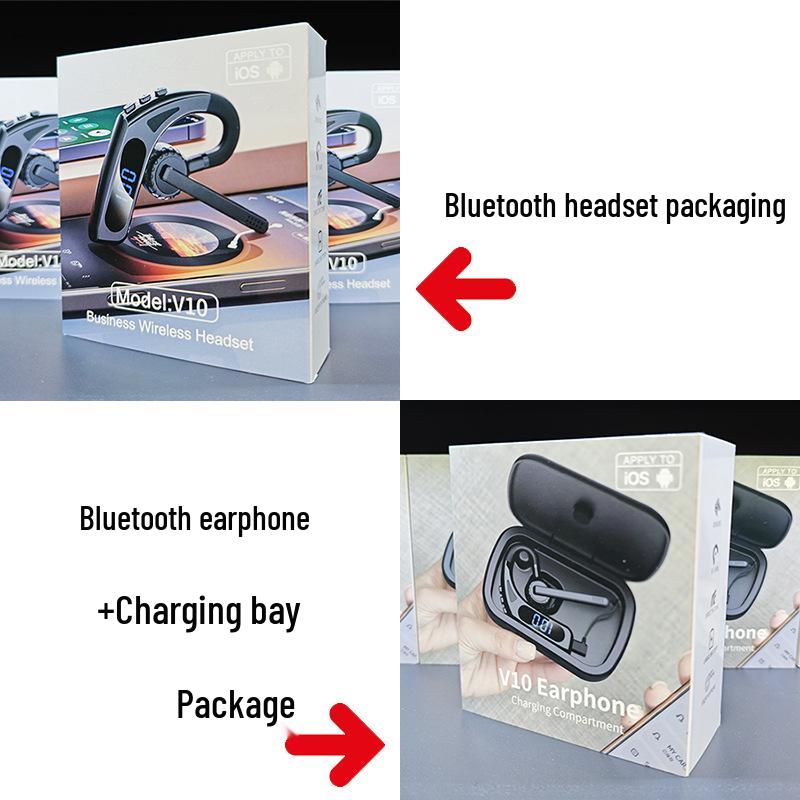 V10 Noise-Cancelling Bluetooth Ear Clip with Long Battery Life and Digital Display