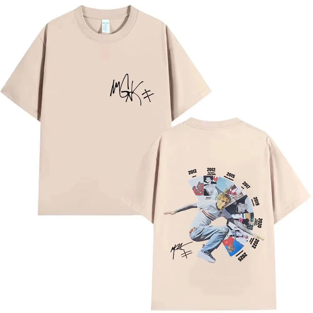 Rapper MGK Lost Americana Tour 2026 Tričko s potiskem Machine Gun Kelly Ležérní trička s kulatým výstřihem Módní Vysoce kvalitní bavlněné tričko