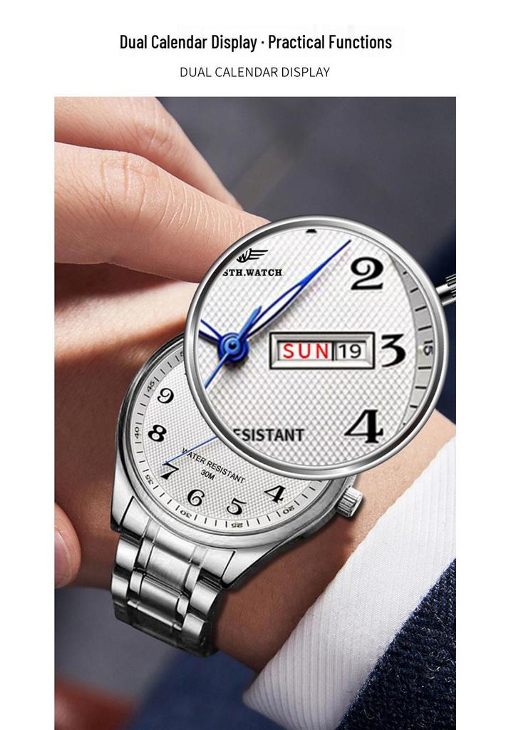 Wolis Luxury Waterproof Men's Day-Date Luminous Watch