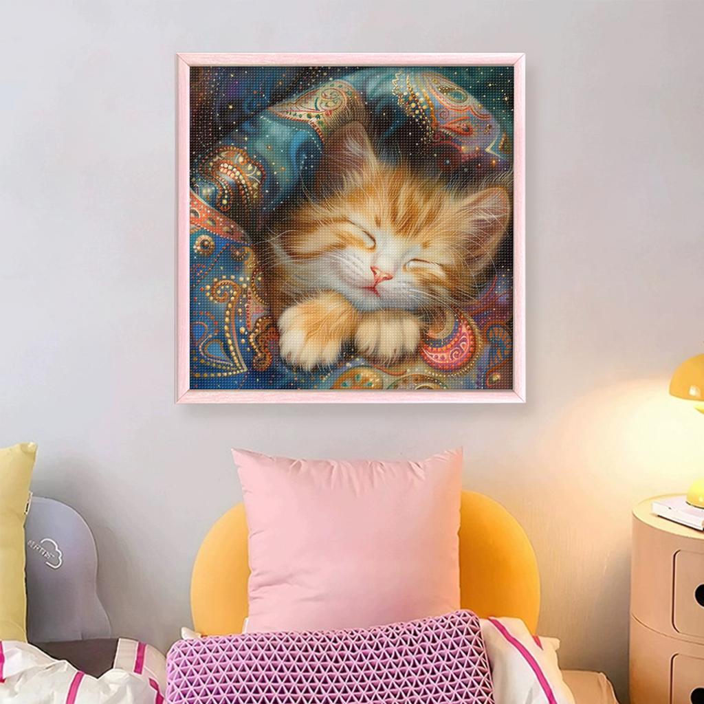 Cat Full 11CT DIY Stamped Cross Stitch Kits 15.75x15.75in Printed Cross-Stitch Kits for Beginners Adults Home Decor