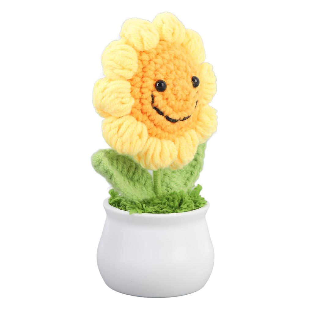 Crochet Sunflower Cute Knitted Sunflower In Pot Mothers Birthday Gift Office Desk Decor
