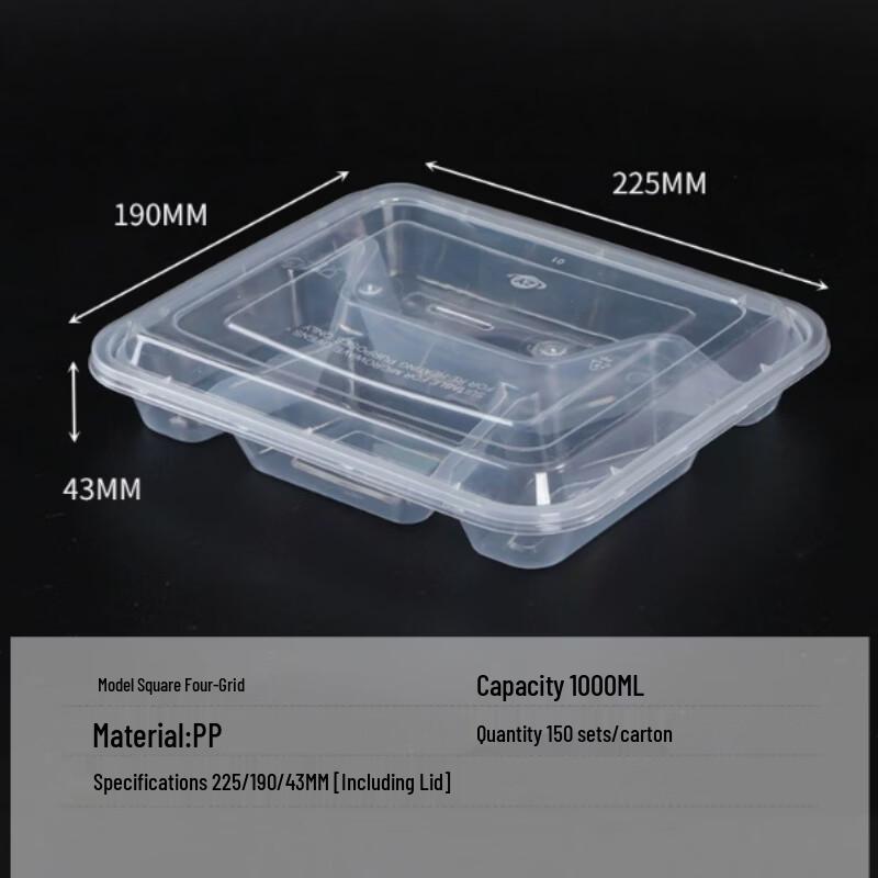 Disposable 4-Compartment Food Container