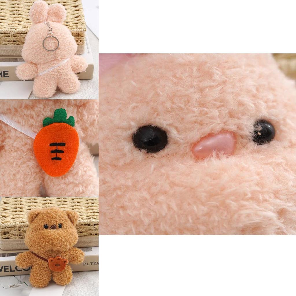 Adorable Mini Bear Rabbit Plush Keychain Pendant Soft Short Plush Animal Toy