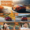 Cámara de salpicadero para coches 4 canales Caja negra WiFi Cámara de conducción FHD 1080P Visión nocturna Grabación en bucle Accesorios para coche