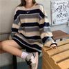 Korean Fashion Women Striped T-shirt Spring Autumn Round Neck Student Casual Thin Versatile Long Sleeve Pullover Tops