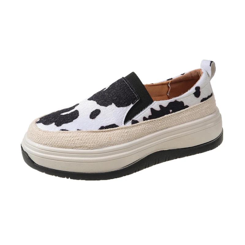 

Fashion 2024 Spring and Autumn Round Toe Thick Sole Comfortable and Versatile Vulcanized Shoes Fashionable Women s Slip-on Low-top Shoes 40 чёрный