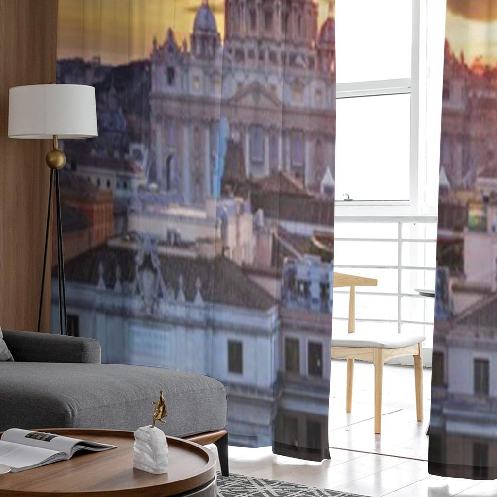 Stadtgebäude Landschaft Transparenter Vorhang für Wohnzimmer Schlafzimmer Voile-Vorhänge für Fenster Organza-Vorhänge Party Tüll-Drapierungen