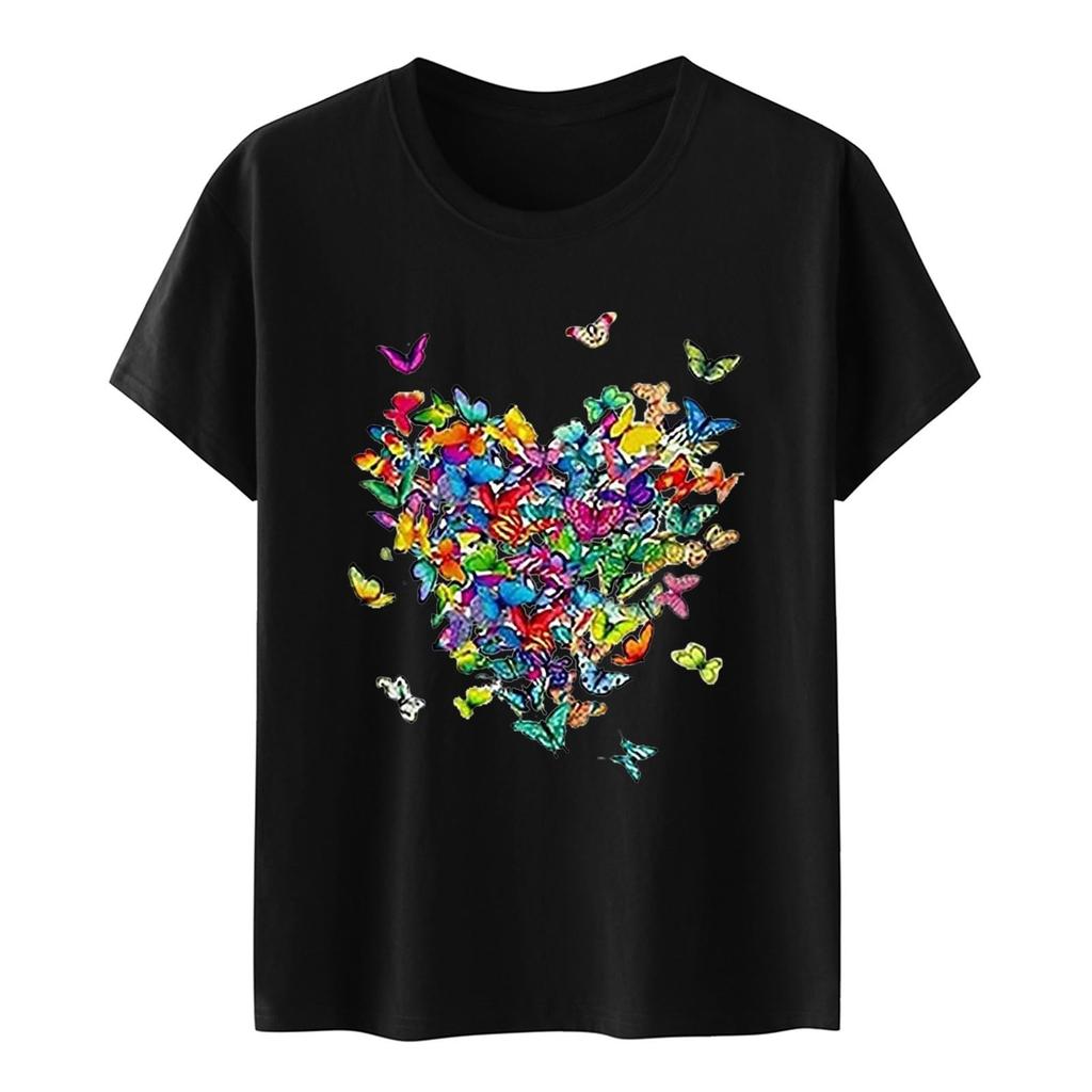 Women's Casual Floral Print Short Sleeved T-shirt With Round Neck  Top