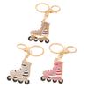 Rhinestone Striped Roller Skates Keychain Alloy Key Ring Backpack Schoolbag Hanging Decoration Bag Charm Purse Pendant