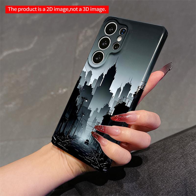 2DFlat Samsung Phone Case Urban Silhouette Cityscape Phone Case Applicable To Galaxy S22 S23 S24 S25ULTRA S26 A12 A13 A14 A15 A16