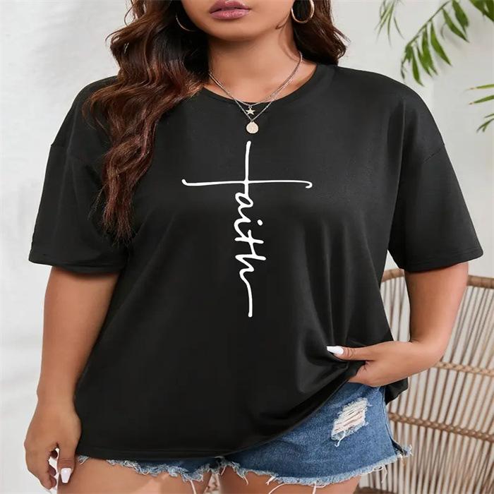 Summer Round Neck Printed Short Sleeved Fashionable Casual Cute Women's T-shirt