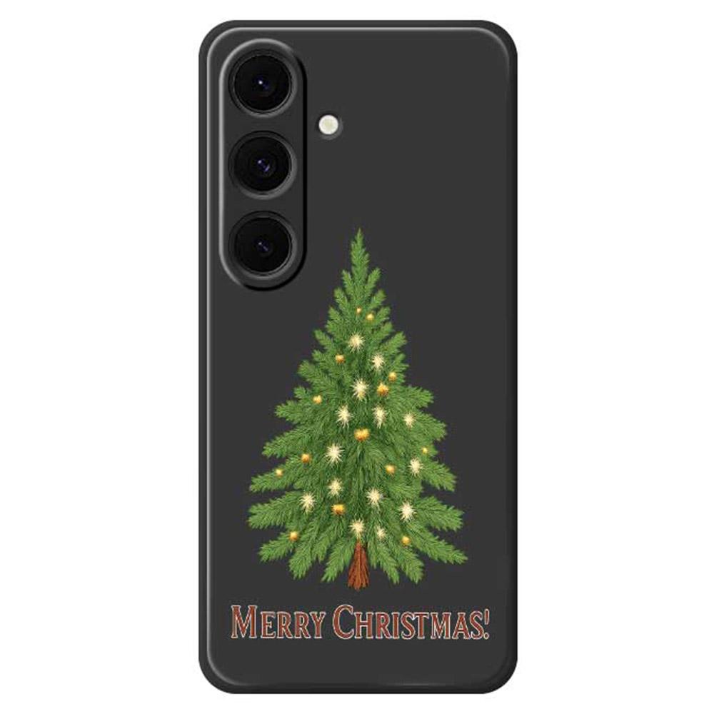 

For Samsung Galaxy S25+ Case Christmas Tree Pattern Printing Straight Edge TPU Phone Back Cover Black