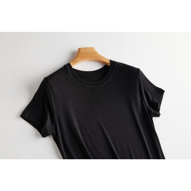 Women's Acetate Tencel Slim T-shirt Hundred Fashionable Tops Soft Skin-friendly Slash Short-sleeved