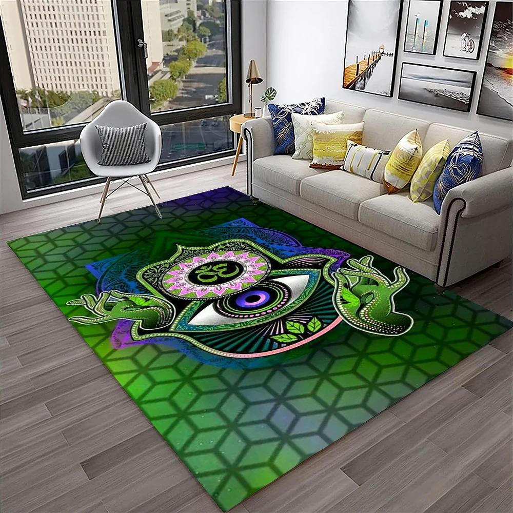 3D Evil Eye Nazar Tree of Life Carpet Rug for Home Living Room Bedroom Sofa Playroom Doormat Decor,Area Rug Non-slip Floor Mat