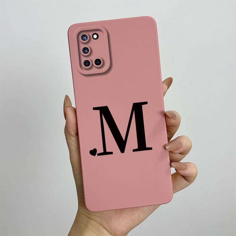 Für OPPO A52 A72 A92 Hülle CPH2061 CPH2067 CPH2059 CPH2069 Handyhülle Niedliche Initialien Quadratisch Stoßfest Silikon Rückseite