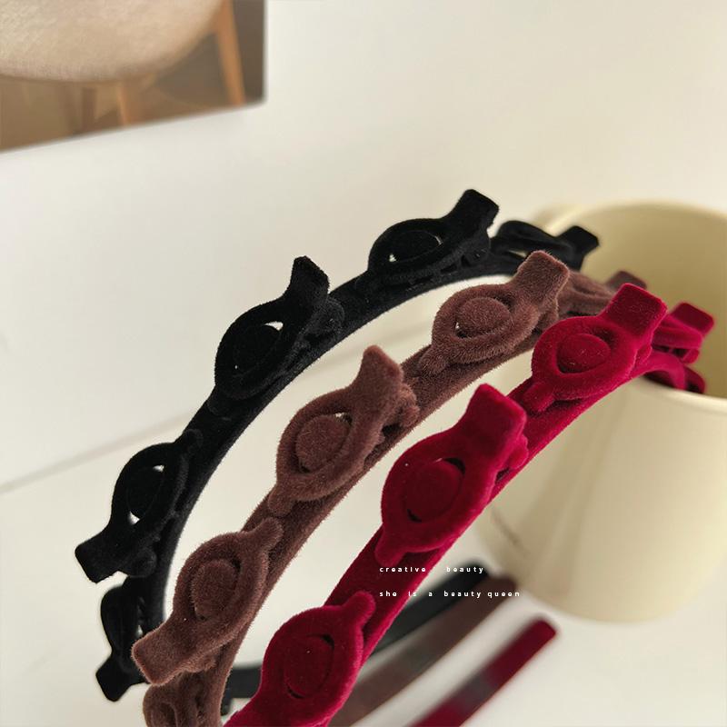1 Piece Hair Accessories With Clip Ring Fashion Double-Band Hairband Flocked Non-Slip Braided Hair Decorative Hairpin Hairband