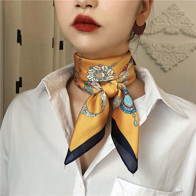 Dámský univerzální šátek z hedvábí - čtvercový 70 cm, ideální na jaro, podzim a zimu