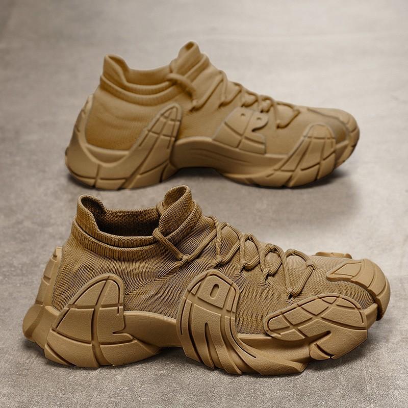 New Casual Shoes Breathable Shoes Men's Fashion Thick-soled Shoes High-top Single Shoes