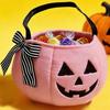 Portable Halloween Pumpkin Bucket Lace Bow Bow Candy Bag Cute Trick Or Treat Bags  Cosplay Dress-up