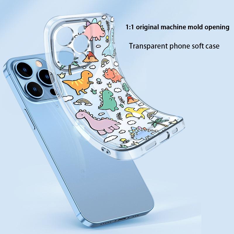 Niche Funny Colored Dinosaur Mobile Phone Case Apple 17 Cute Cure Anti-drop Transparent Protective Case iPhone15pm