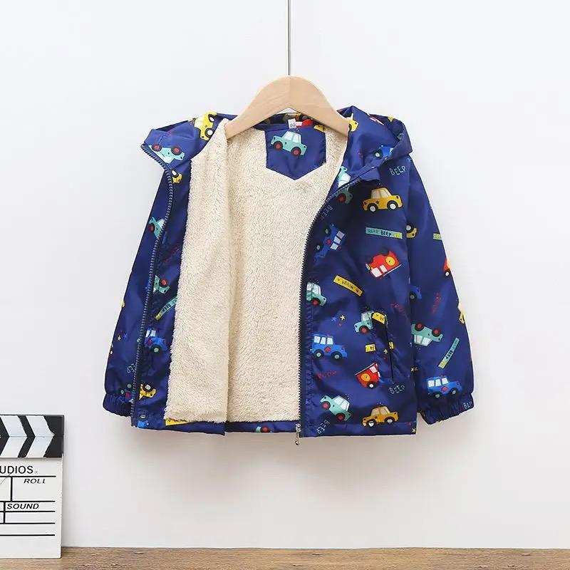 Kids Fleece Jacket Boy Autumn Winter Baby Coats Toddler Plus Thicken Hooded Outerwear Parkas Infant Clothes