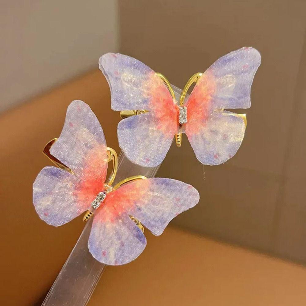 2pcs Rhinestone Hair Clip Set Colorful Butterfly Kids Bangs Clip Kids Barrettes  Birthday Gift