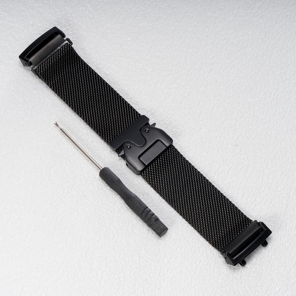 For Huami Amazfit T-Rex Pro A1918 Strap Parachute Clasp Milanese Stainless Steel Watch Band