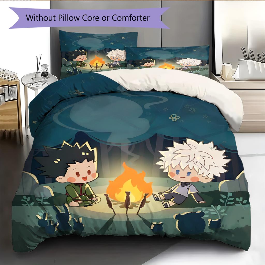 Set Copripiumino Trapuntato con Motivo Anime Federe Decorazione Casa Regalo di Compleanno (1 * copripiumino + 2 * federa, senza nucleo)