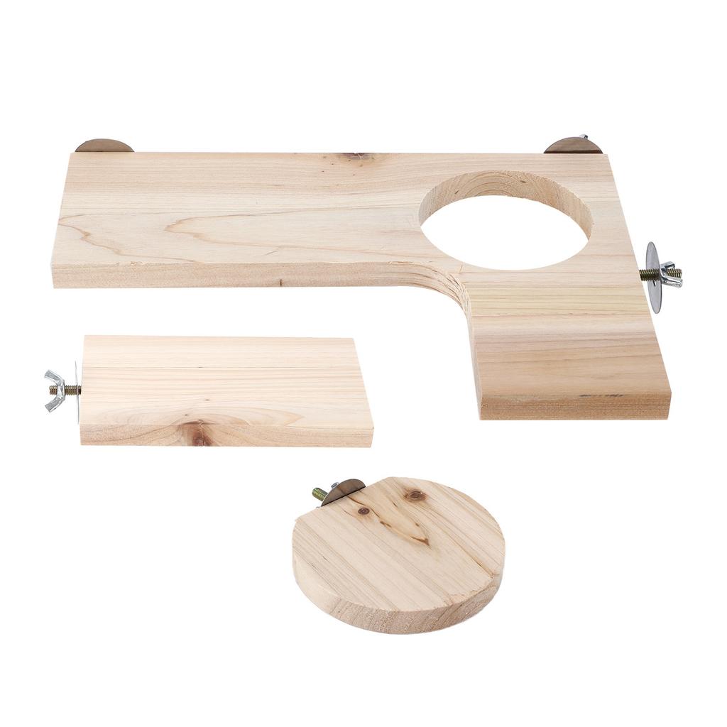 3 Pcs Chinchilla Wooden Platform Set L Shaped Round Hole Wooden Platform for Chinchilla Hamster