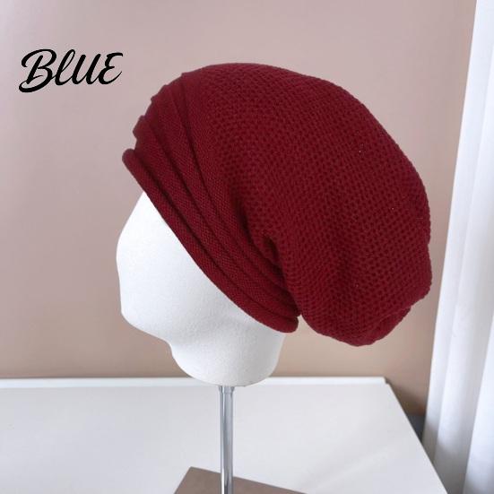 Hat For Different No Brim Winter Baggy Unisex Fall Head Sizes Solid Color Knitted Elastic