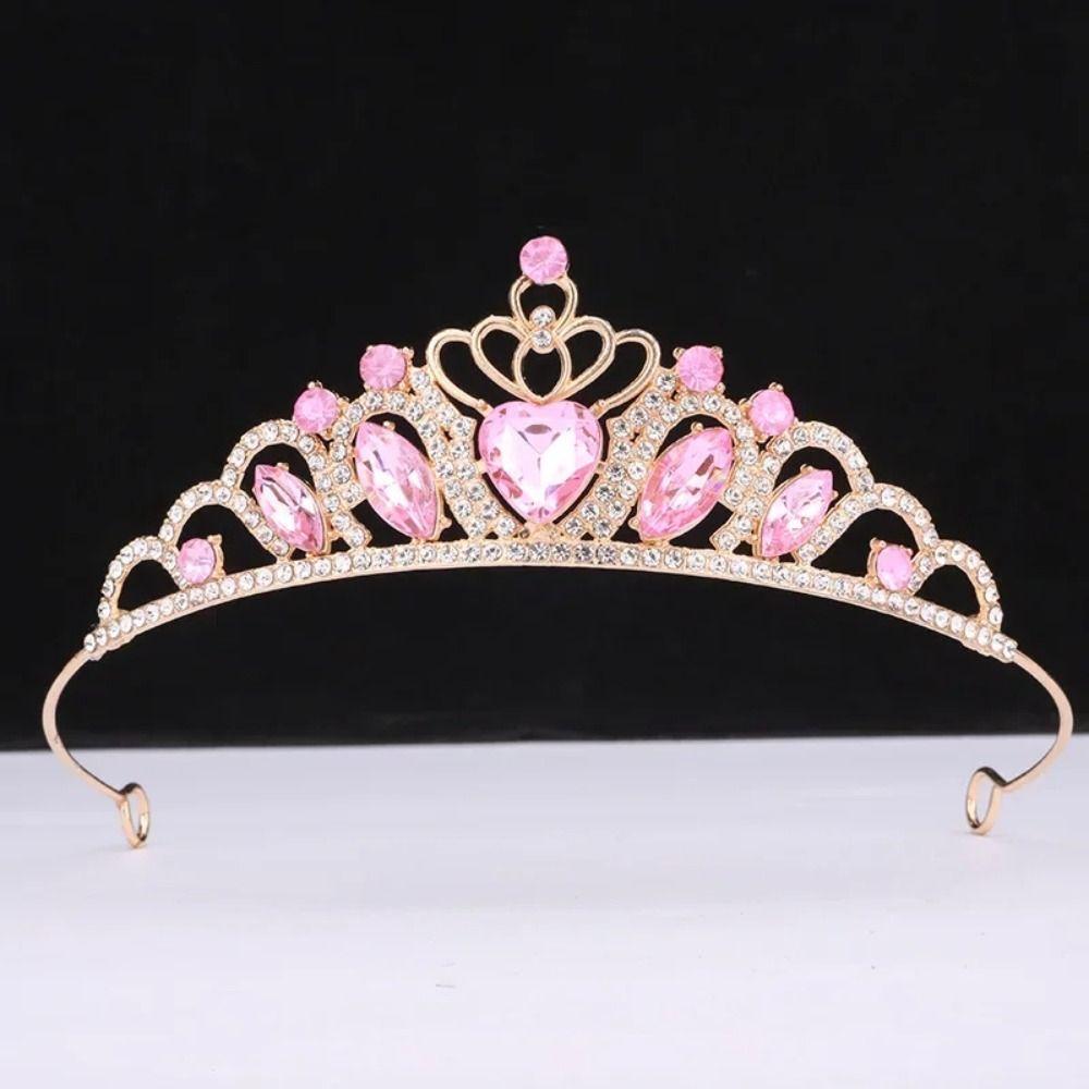 Heart-Shaped Princess Tiara Bling Bling Bridal Headwear Fashion Children's Crown Bride