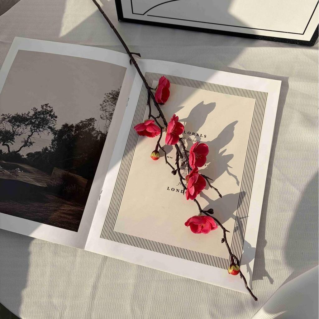 Artificial Plum Blossom Branch - Decorative Faux Flower Arrangement for Home