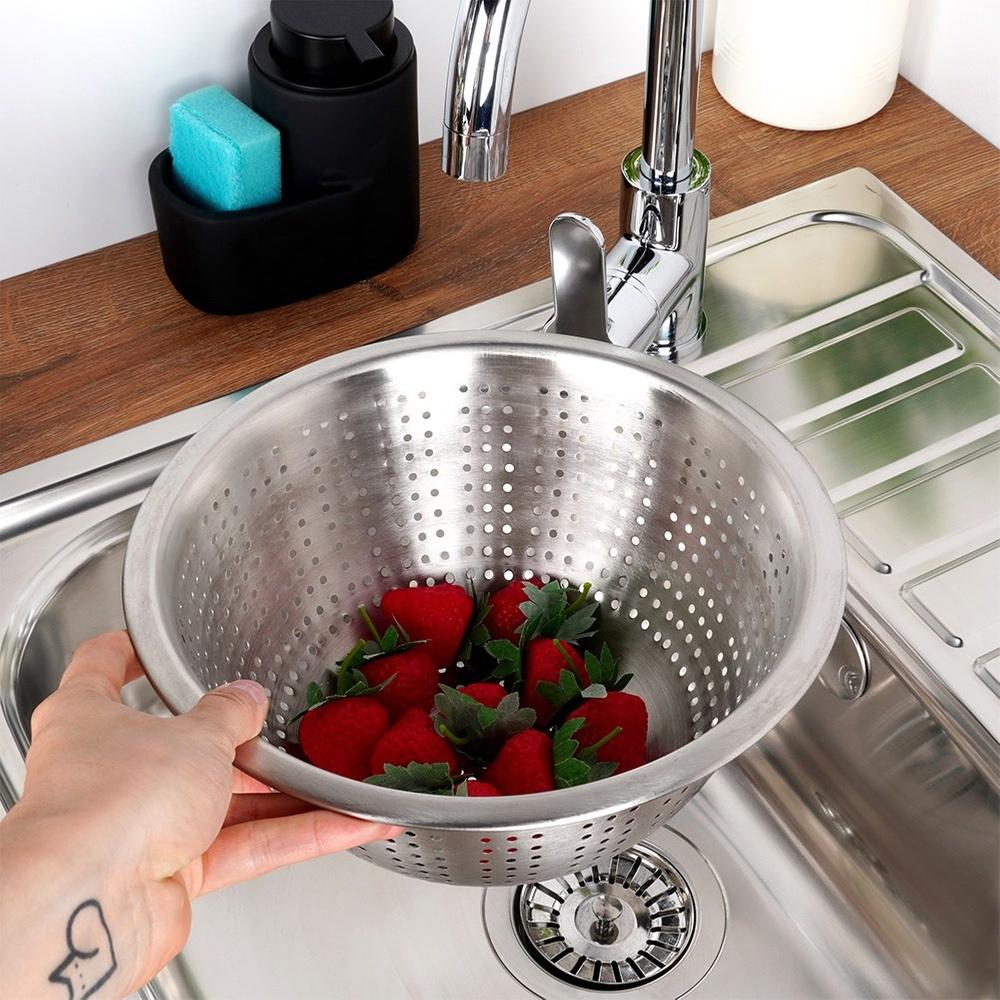 Steel Kitchen Colander Strainer for Straining Vegetables and Fruits 24 cm