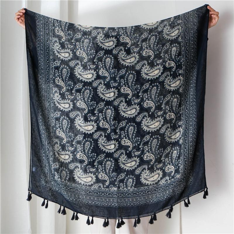 

Ladies Cashew Nut Pattern Tassel Scarf Spring/Summer Sunscreen Soft Shawl Ethnic Style Air Conditioning Room Windproof Coat