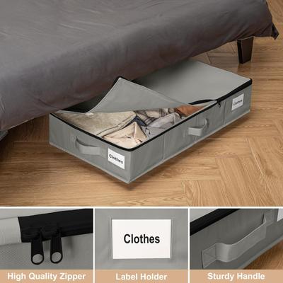 Foldable Wheeled Under-Bed Storage Box: Dustproof Container for Clothes & Sundries