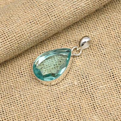 Aqua Apatite Gemstone Handmade 925 Solid Sterling Silver Jewelry Pendant For Wedding Gift