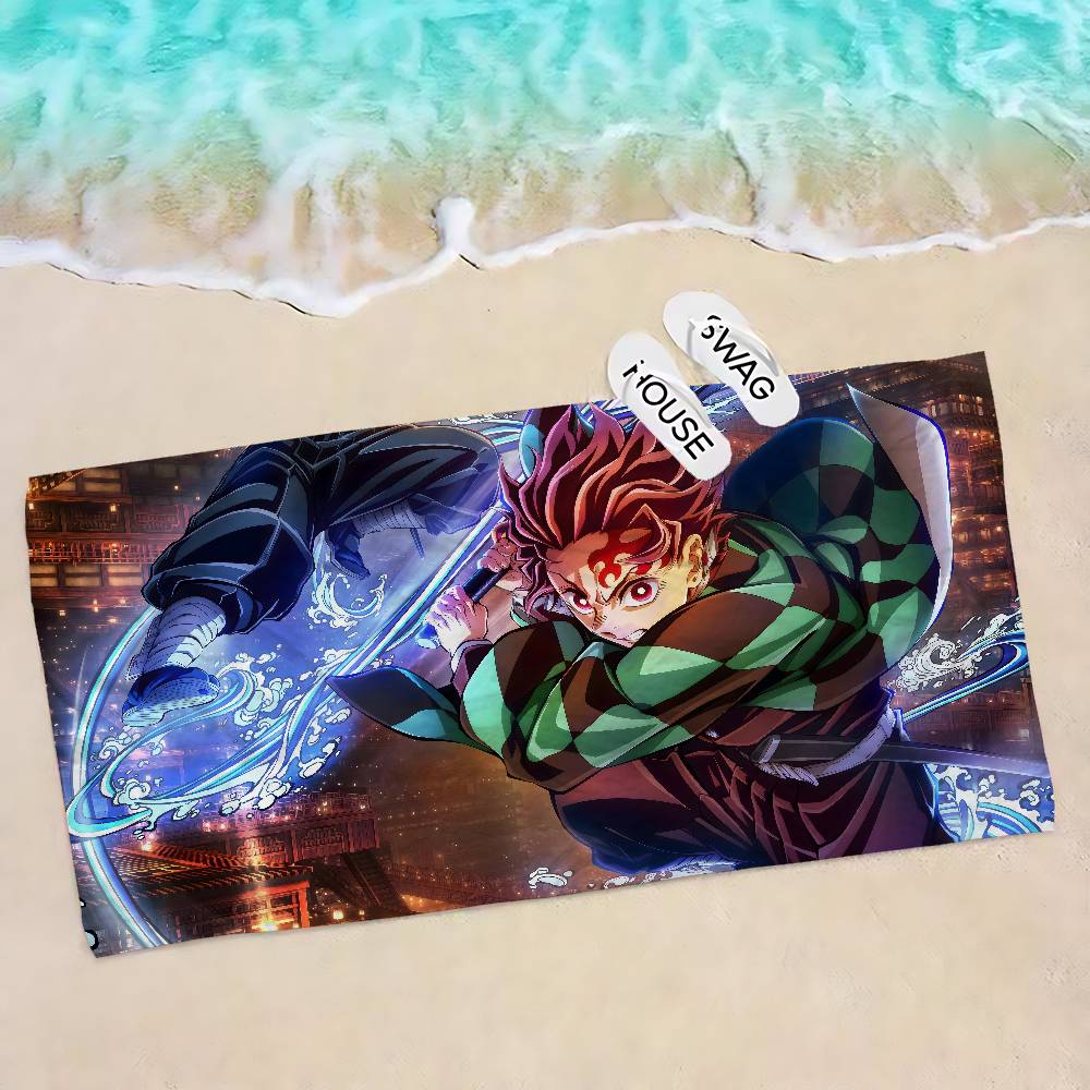 Demon Slayer Tanjiro Kamado Microfiber Beach Towel Absorbent Quick dry Soft Yoga Swimming Resort Mountain Climbing Towel