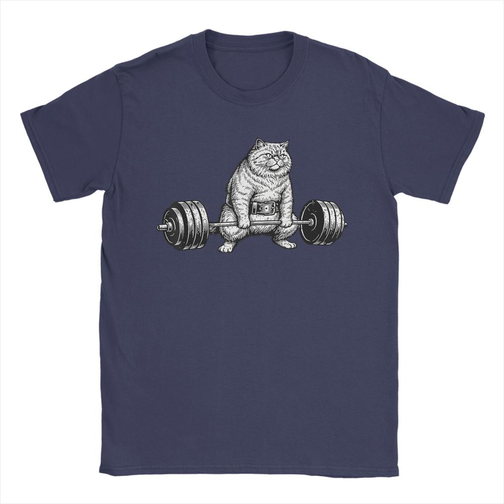 Retro Cat Deadlift Powerlifting TShirt Summer  Cotton TShirts For Men Hip Hop Casual Tee Shirt Short Sleeve Aesthetic Tees