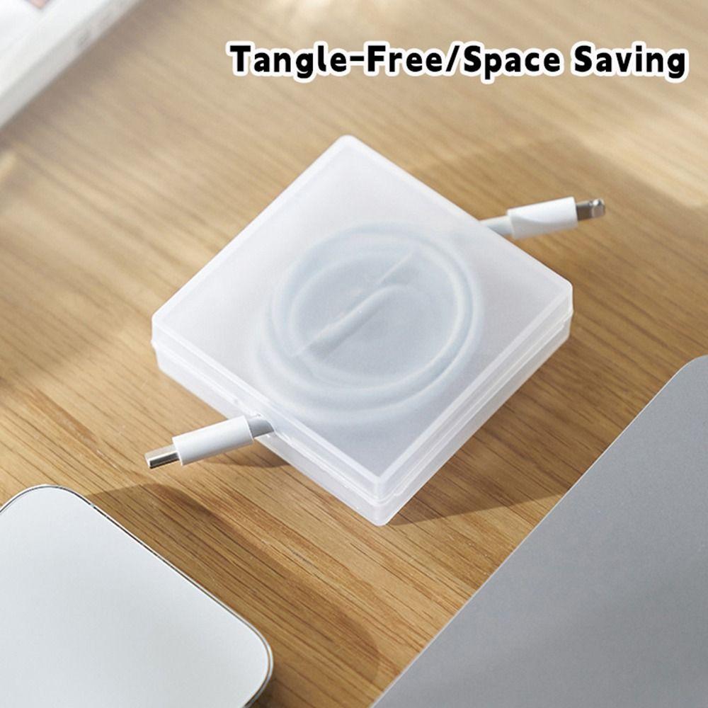 Plastic Desktop Cable Organizer Tangle-Free Transparent Cord Management Retractable Charger Wire Storage Protector Home Office