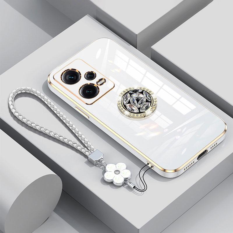 

Чехол для Redmi Note 12 Pro 5G, роскошный чехол с бриллиантовым кольцом для Xiaomi Redmi Note 12 Pro+ 5G Plus, чехол для телефона с покрытием из шнурка Redmi 12 4G&Case & Holder бежевый